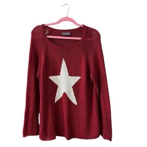 Wooden Ships Maroon Sweater with White Star Motif